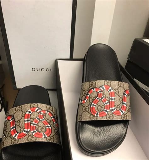 gucci snake flip flops|Gucci ladies slides.